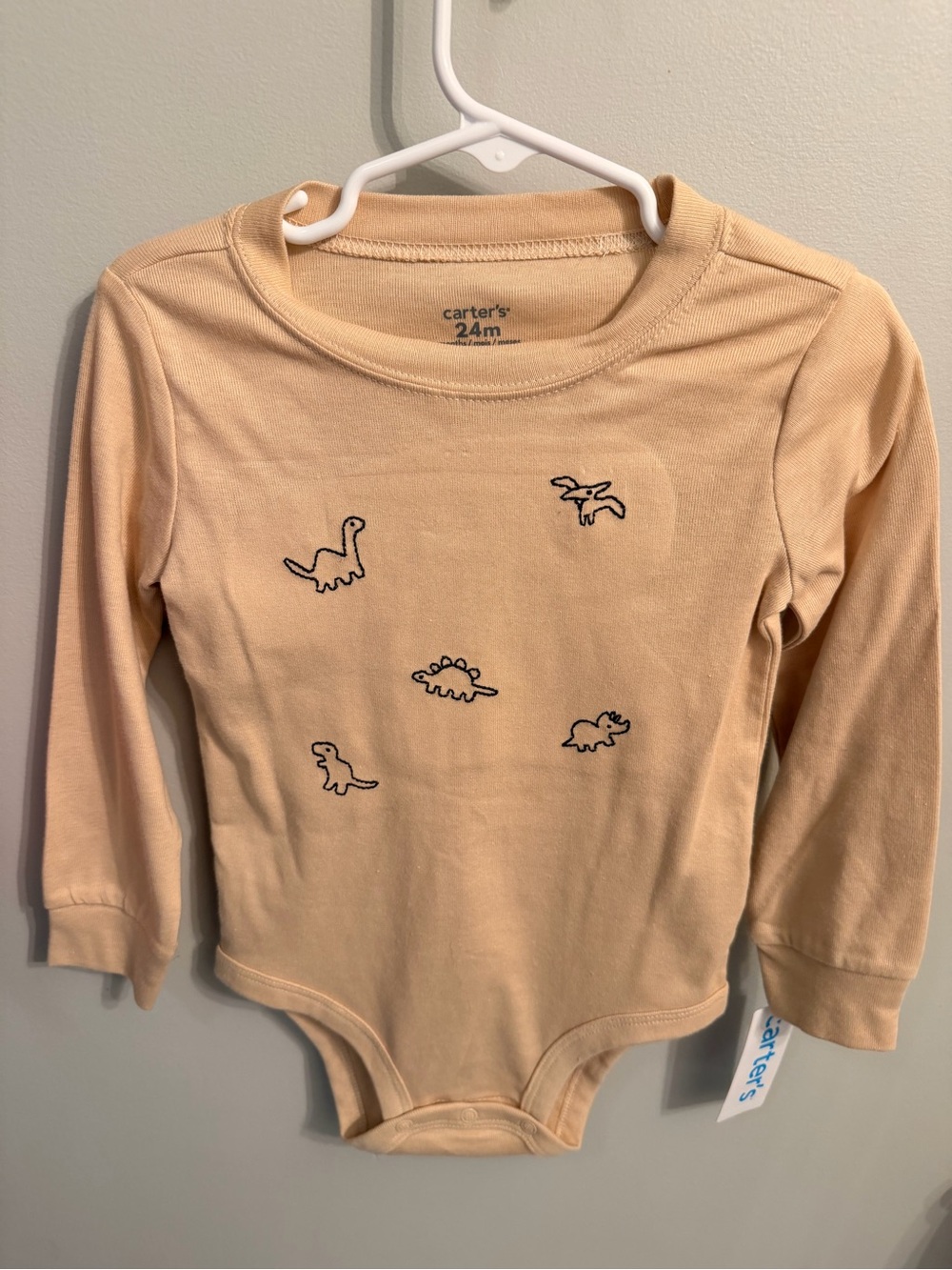 Carter's Tan Dinosaur Long-Sleeve One-Piece + Pants (24M) NWT